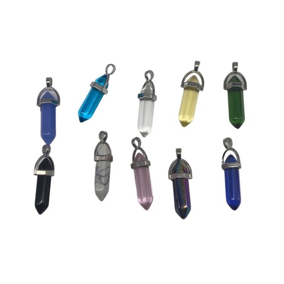 Fashion Natural Stone Crystal Pillar Pendants Jewelry Making DIY Necklace 1pc - Picture 1 of 11